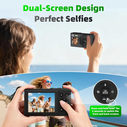 Ourlife Digital Camera CCD Dual Screen Portable Digital Camera 18X Zoom 5K