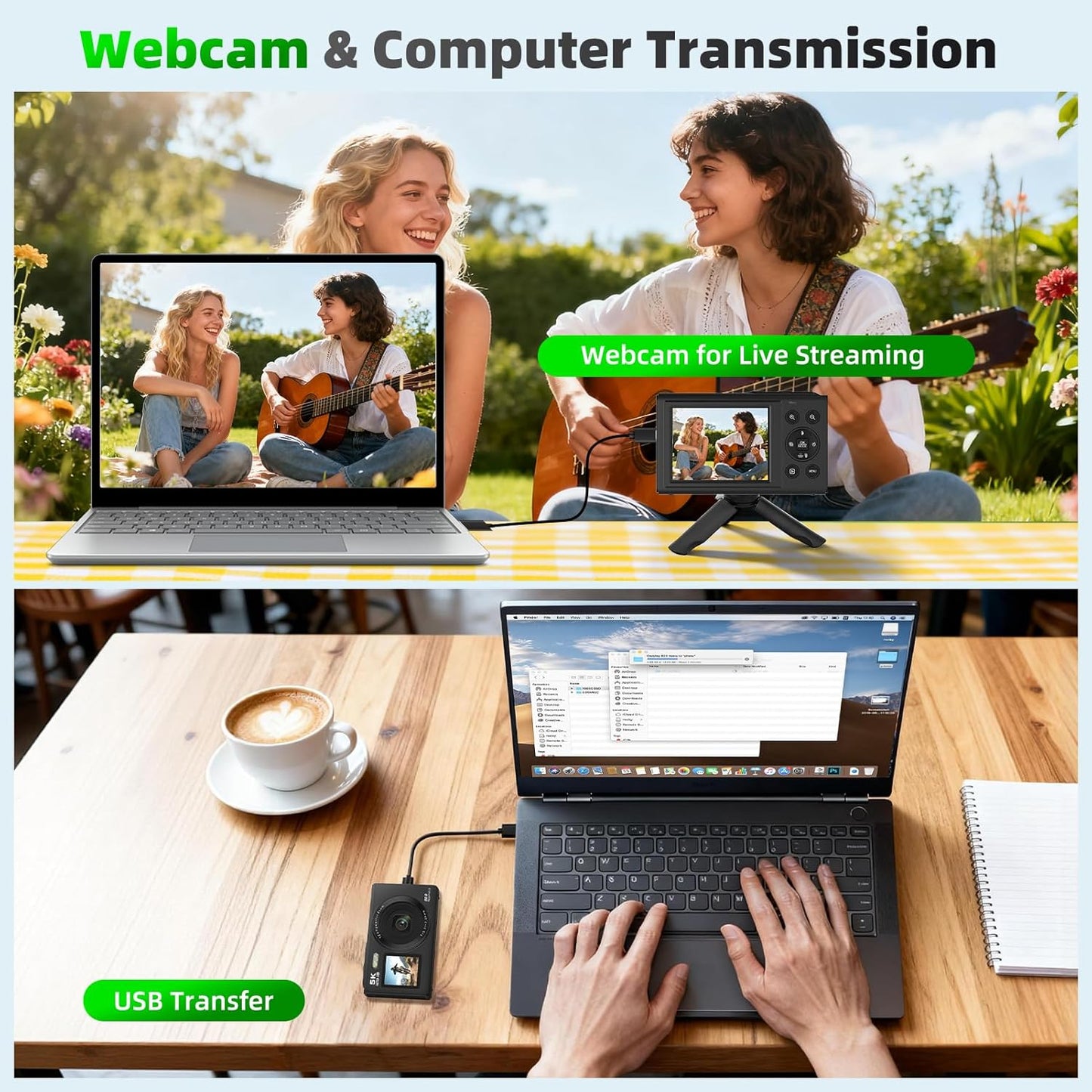 Ourlife Digital Camera CCD Dual Screen Portable Digital Camera 18X Zoom 5K