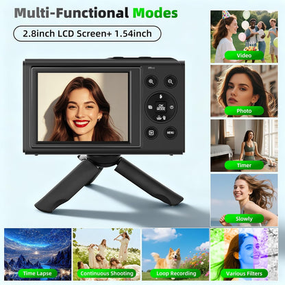 Ourlife Digital Camera CCD Dual Screen Portable Digital Camera 18X Zoom 5K